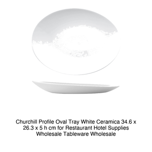 Plateau de service ovale 34,6 × 26,3 cm H 5 cm en céramique blanche Churchill Whor14 - Product Image 2
