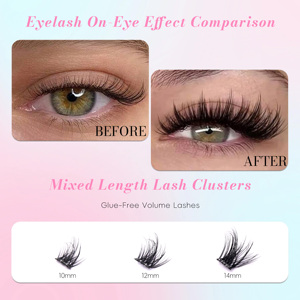 <span class=keywords><strong>Pestañas</strong></span> Postizas en Racimo Autoadhesivas 3D con Efecto Voluminoso, Sin Pegamento, <span class=keywords><strong>de</strong></span> Larga Duración (5-10 Días), Pre-Encoladas, para Marcas Privadas al por Mayor - Product Image 4