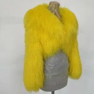 2024 kadın moğol kuzu kürk palto moda trendleri kış kalın sıcak büyük yaka Lady doğal kürk ceketler