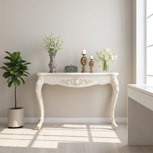 <span class=keywords><strong>Console</strong></span> de style européen, luxe léger et design simple, avec un design semi-circulaire, pour l'<span class=keywords><strong>entrée</strong></span> et le salon, à placer au mur. - Product Image 1