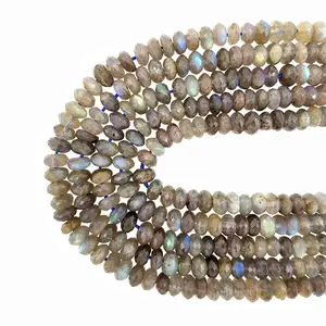 5x8MM Natural Blue Flash Labradorite Beads Rondelle Handmade Cut Faceted Gemstone Beads