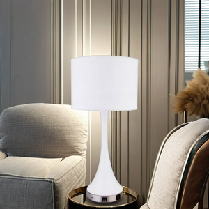 Lámpara de Mesa Redonda de Metal y Tela de Estilo Nórdico Moderno con Alimentación CA para Hogar, Hotel, Sala de Estar, Dormitorio - Cabecera y Escritorio - Product Image 3