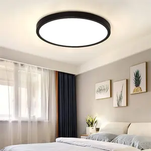 平齐安装简易安装圆形面板灯厨房卧室走廊RGB可调光超薄发光二极管吸顶灯