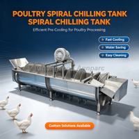 Machine de pré-refroidissement industrielle à vis pour volailles, en acier inoxydable SUS304, refroidisseur de carcasses de poulet pour l'abattage
