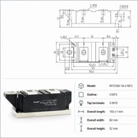 Módulo Tiristor TECHSEM MTC500-18-416F3, Semiconductor de Potencia SCR 416F3, Componente de Montaje en Chasis para Electrónica de Potencia Industrial
