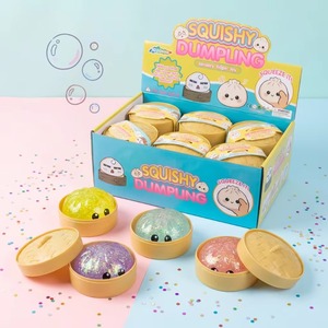 En gros Jouet anti-stress fantaisie en forme de boulette de visage, moelleux à rebond lent, simulation, pour soulager l'anxiété, Maltose 8,5 CM, Paillettes, Dumpling - Product Image 1