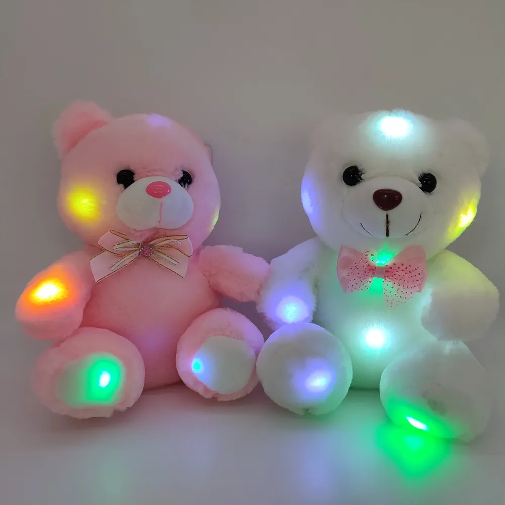 Hot Sell Creative Light Up Led Colorful Glowing 30cm Teddy Bear Stuffed Animal Plush Toy Christmas Gift