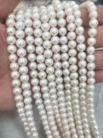 Vente en gros de perles d'eau douce naturelles rondes de 4 mm à 10 mm, perles en vrac pour la fabrication de bijoux