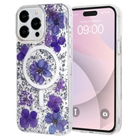 Étui de protection magnétique en époxy à motif floral de luxe pour téléphone portable 15 Pro Max/14/13/12