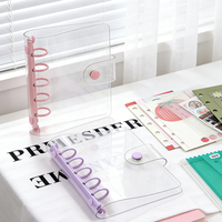 Classeur en PVC transparent à spirale 6 anneaux, rechargeable, pour documents, mini-agenda, rangement pour papier, usage scolaire/bureau