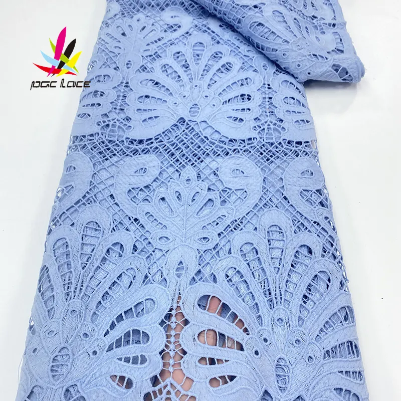 Dress Styles African Nigeria Guipure Fabric Cotton Soft Guipure Stones Rhinestone High Quality 2022 White Chiffon Lace