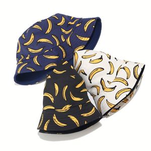 Chapeau Bob Imprimé Banane Protection UV Réversible pour l'Été Chapeaux <span class=keywords><strong>de</strong></span> Plage Amusants à Motifs Fruités pour Femmes et Hommes - Product Image 2