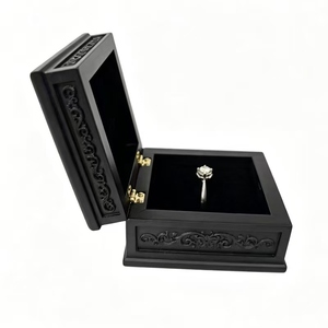Custom Hand Carved Black Ebony Wooden <strong>Ring</strong> <strong>Box</strong> Vintage Wood Jewelry Storage <strong>Box</strong> for <strong>Engagement</strong> Wedding Souvenir - Product Image 4