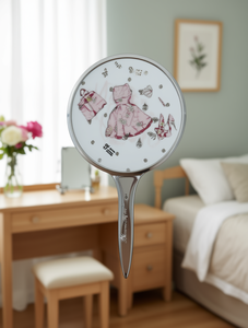 Specchio a Mano Madame Miret, Rotondo in Vetro con Stampa alla Moda, Stile Hollywood Glamour, per Uso Domestico, Ingrandimento 1x - Product Image 2