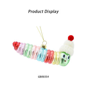 Le pont Collection vert jardin ver ornement fait à la main pouce <span class=keywords><strong>chenille</strong></span> arbre de noël décor vacances ornement - Product Image 3