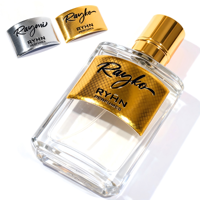 Label Logam Aluminium Custom OEM dengan Emboss untuk Botol Parfum, Stiker Metalik, Tag Parfum Logam dengan Logo Merek