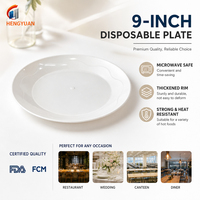 Assiette de service jetable en plastique robuste Hengyuan de 9 pouces - Assiette résistante au micro-ondes et au congélateur pour le camping, les mariages et les fêtes
