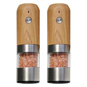Molinillo de Especias de Madera Ecológico con Control de Botón, Ajustable en Grosor de Molienda, con Soporte - Product Image 1