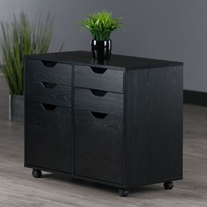 DB Halifax 4-<b>Drawer</b> Wide <b>2</b>-Door <b>Storage</b> Cabinet in Black Elegant Organizer - Product Image 2