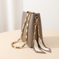 Chaîne de sac de luxe en soie entrelacée avec métal, accessoires de décoration pour sacs à main, poignée de sac DIY, cadeau
