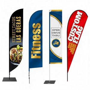 Bandera Publicitaria Personalizada en Forma de Lágrima con Plumas para Promoción Empresarial, Base de Fibra de Vidrio, Diseño Impermeable, Patrón Arbitrario - Product Image 1