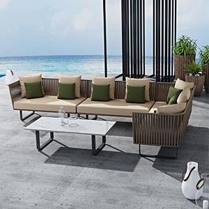 Estilo de Bali hotel sintético de mimbre silla y mesa de café de piso <span class=keywords><strong>al</strong></span> aire libre Salón bajo sofá diseños - Product Image 3