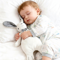 Vente en gros usine/OEM : Doudou apaisant lapin pour nouveau-né, jouet en peluche en polyester, unisexe, sûr pour la bouche