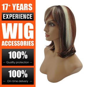 Personnalisable Ombre Brun et Blanc Bob Perruque <span class=keywords><strong>Court</strong></span> Raide <span class=keywords><strong>Cheveux</strong></span> Synthétiques Résistant À La Chaleur pour les Femmes En Gros - Product Image 1