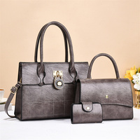 Nouvelle collection 2026 : Sacs à main de luxe 3 pièces en cuir PU pour femmes, avec portefeuille et sacs à bandoulière en nylon à fermeture éclair