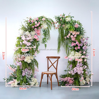 Décoration de mariage aux fleurs sauvages pour la planification d'événements, toile de fond pour salon professionnel en herbe artificielle, arrangements floraux en soie, arches de mariage pour cérémonie