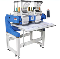 Machine à broder automatique informatisée à 2 têtes et 12 aiguilles, très bien notée, pour broderie commerciale et industrielle de casquettes, t-shirts et chaussettes plates
