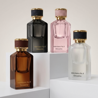 Flacon de parfum de style nouveau, en verre noir et rose, vide, 50 ml, flacon de parfum à fond épais avec boîte personnalisée