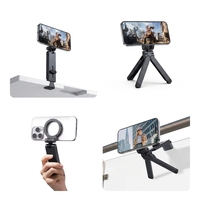 Support de téléphone portable magnétique portable pour avion, support de téléphone trépied magnétique avec pince de fixation pour tous les téléphones