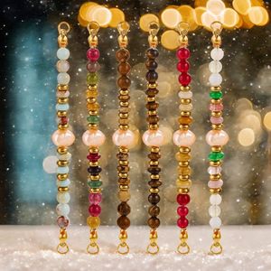 Conector de Barra con Cuentas Estilo Boho |   Colgante de Doble Ojo de Acero Inoxidable con Baño de Oro PVD de 18K y Gema Natural para Fabricación de Joyas - Product Image 3