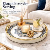 Plateau décoratif rond pour table basse, idéal pour servir des cocktails, du champagne et des aliments lors de fêtes du Nouvel An