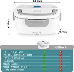 1.5L Home Use <b>Food</b> Warmer Electric Lunch Box <b>Food</b> <b>Heater</b> Portable Electric Lunch Box - Product Image 4