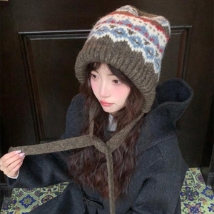 Chapeau tricoté pour <span class=keywords><strong>femme</strong></span>, balaclava d'hiver, protection des oreilles, double usage, résistant au <span class=keywords><strong>froid</strong></span>, chaud, chapeau d'hiver - Product Image 4