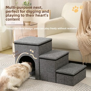 <span class=keywords><strong>Petsfit</strong></span> Einfache Haustier-Kletterstufen für Katzen und Hunde Mittelgroß Klein Verstärkte Schwammstoff-Leiter Faltbare Katzen- und Hundetreppe Atmungsaktiv Warm - Product Image 2