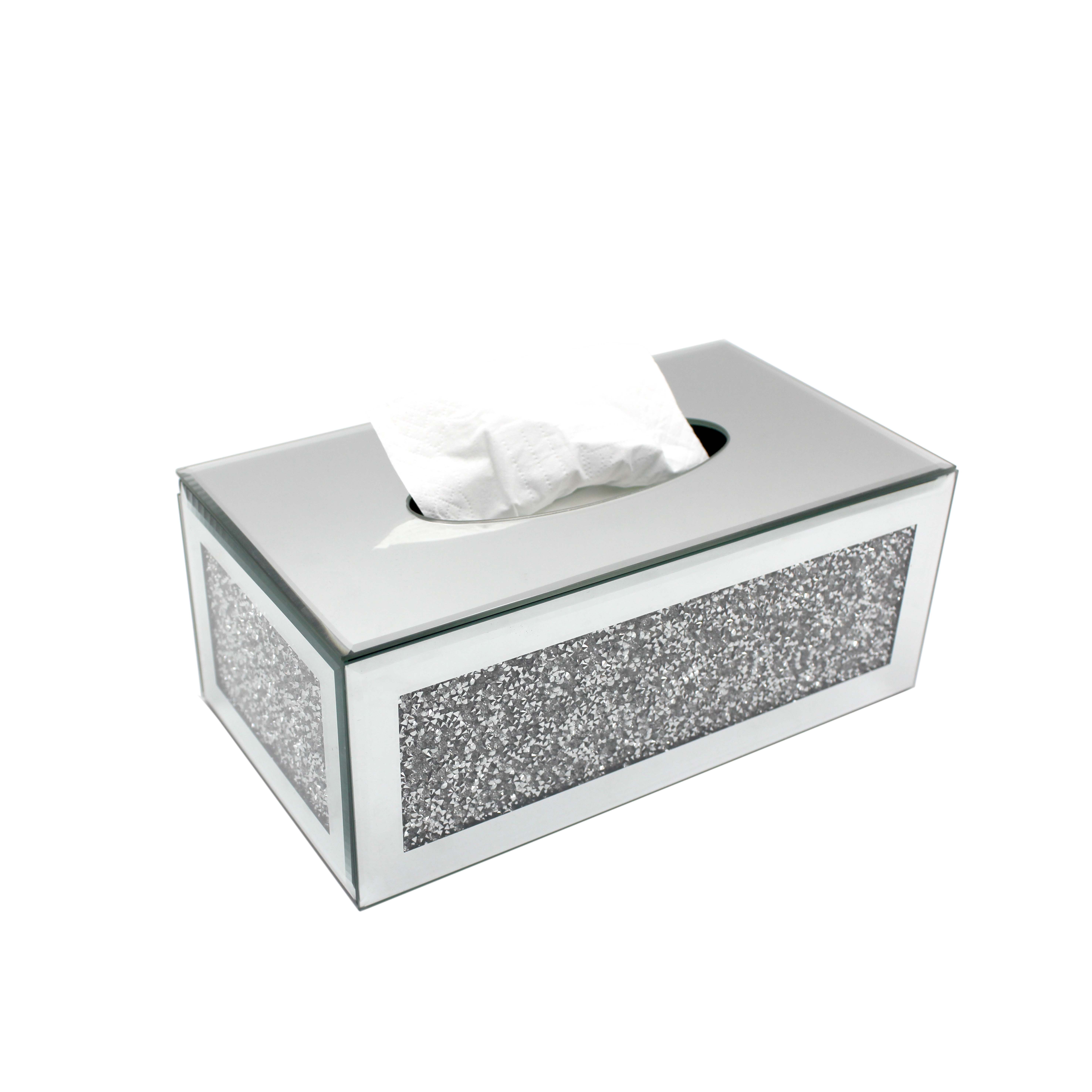 BTSKY Sparky Glas Zakdoekendoos Met Crystal Vermalende Diamanten Voor Huisdecoratie, Tafelservethouder