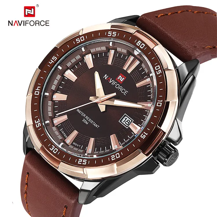 NAVIFORCE 9056 BCE Brand Luxury Leather Men's Watch 30m Waterproof Date Clock Male Sports Watches Men Quartz Casual Wrist Watch