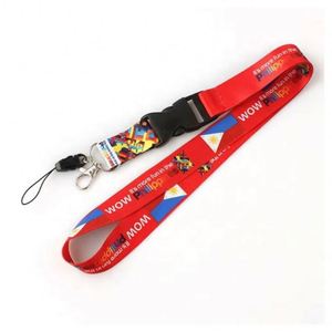 Promotional Custom Sublimation Printing <b>Polyester</b> <b>Lanyard</b> Cute Anime Logo on Plain Nylon Satin Woven Neck Strap Pink Blank Cute - Product Image 1