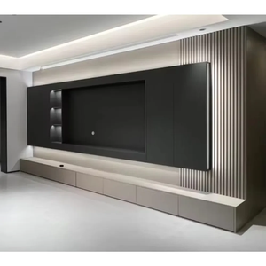Nicho para TV Empotrado de Acero Inoxidable de 85 Pulgadas, Mueble Flotante Metálico para TV de 75 Pulgadas, Diseño Moderno para Pared de Fondo - Product Image 1
