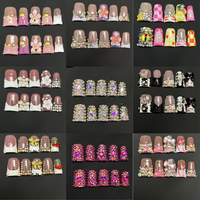 Faux ongles en acrylique faits main uniques, forme bec de canard, couvrance totale, à presser, 10 pièces, pointes françaises, pour doigts