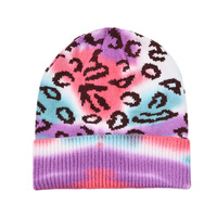 Bonnet en tricot Toque Street Wear avec revers, tie-dye coloré, réversible, imprimé léopard, unisexe, élégant, doux, hiver 2025, qualité supérieure