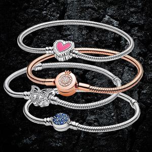 سوار ساحر مطلي بالفضة من Pulseras Originales De Plata بالخرز بفتحة كبيرة سوار ثعبان للنساء - Product Image 3