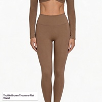 TongJoes Ensemble de yoga color-block effet deux pièces avec haut long en dentelle à col licou, coupe ajustée, respirant, polyvalent, pour le sport et le fitness, à manches