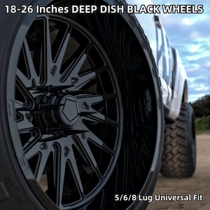 Rines de Aleación Brillantes de 18 20 22 24 <span class=keywords><strong>26</strong></span> Pulgadas de Profundidad, 5x127 6x135 6x139.7 8x165.1 8x170, Compatibles con Chevy GMC Silverado Hilux F150 F250 F350 - Product Image 1