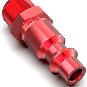 Aluminum Red Pneumatic Quick Connector 1/4 In Npt Male <b>Threaded</b> Plug For Air <b>Tools</b> Accessories - Product Image 4