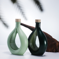 Nouvelle bouteille en verre multicolore en forme de goutte d'eau 2025, 350 ml, 500 ml, 1000 ml, pour vin rouge, vodka, whisky, brandy, avec bouchon en liège, pour bouteille d'huile