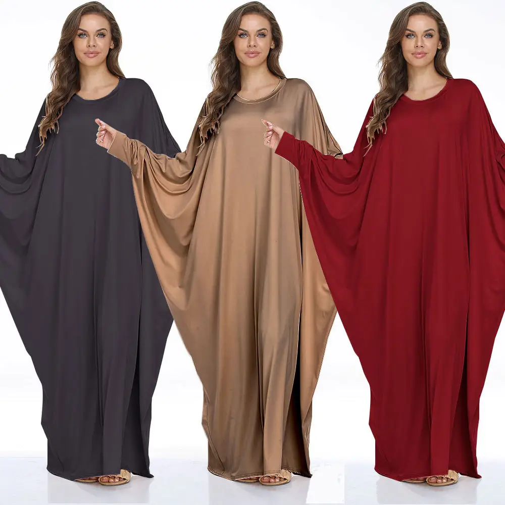 Moslim Dubai Vrouwen Batwing Grote Maat Jalabiya Abaya Kaftan Islamitische Lange Mouwen Maxi Jurk Midden-oosten Robe Dames Kleding